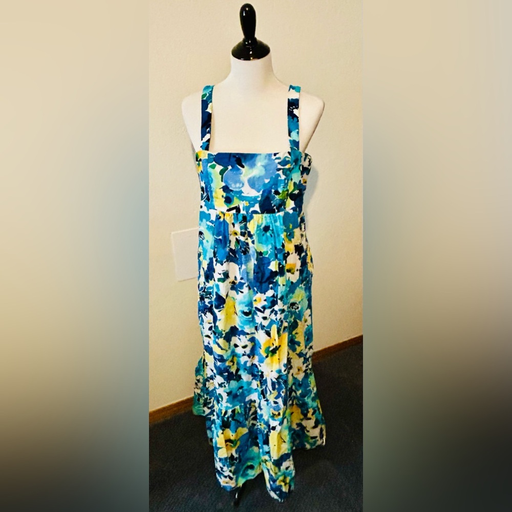 London Times Floral Cotton Maxi Dress Size 14